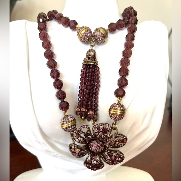 Heidi Daus 5 pieces Burgundy Berry Premier Attraction Necklace - Picture 1 of 7